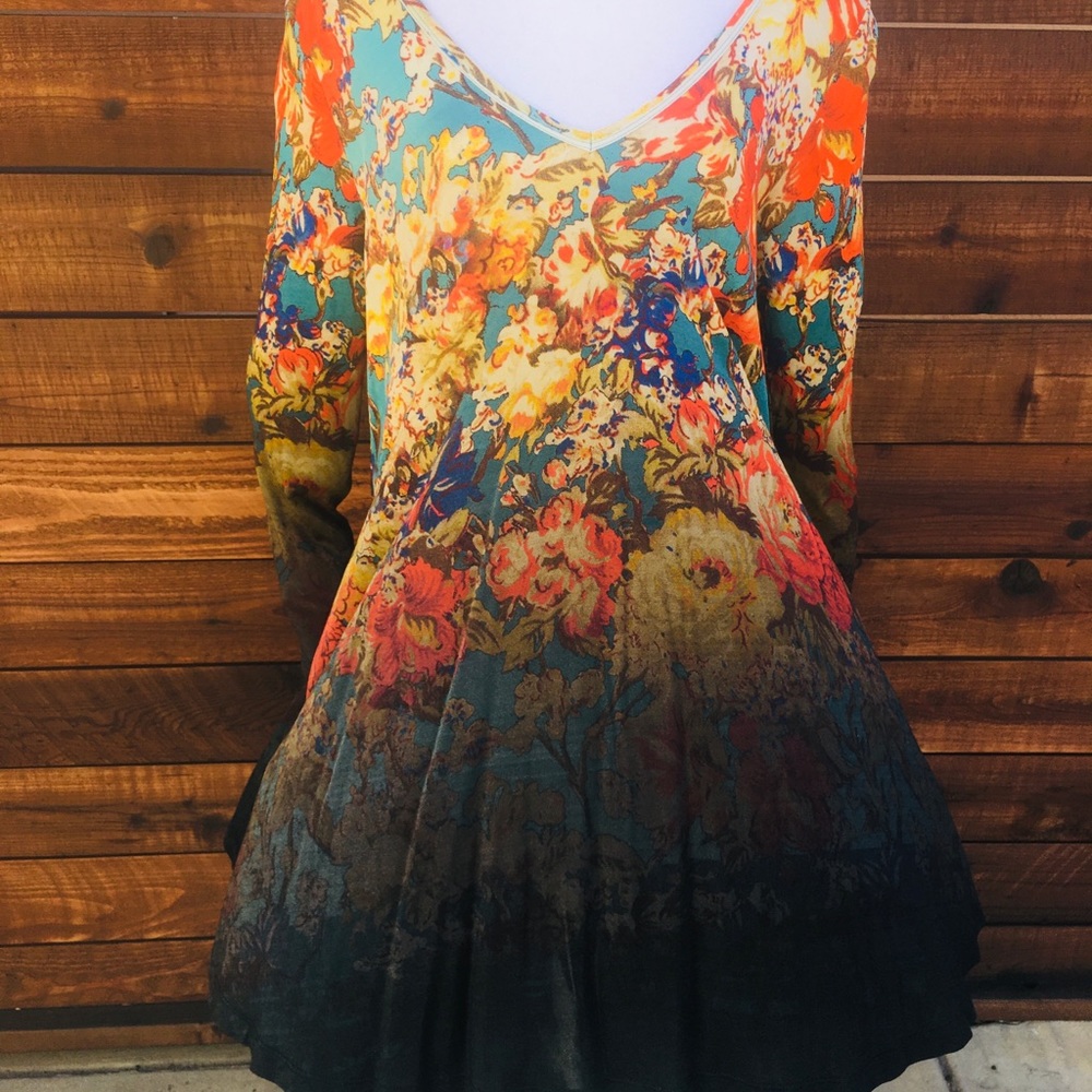 Vintage Free People Printed Relaxed & Flawy Mini Dress - Picture 4 of 6